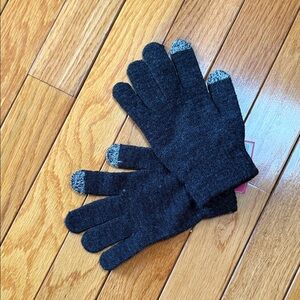 Xhilaration Dark Gray Touchscreen Knit Gloves with Heathered Gray Tips